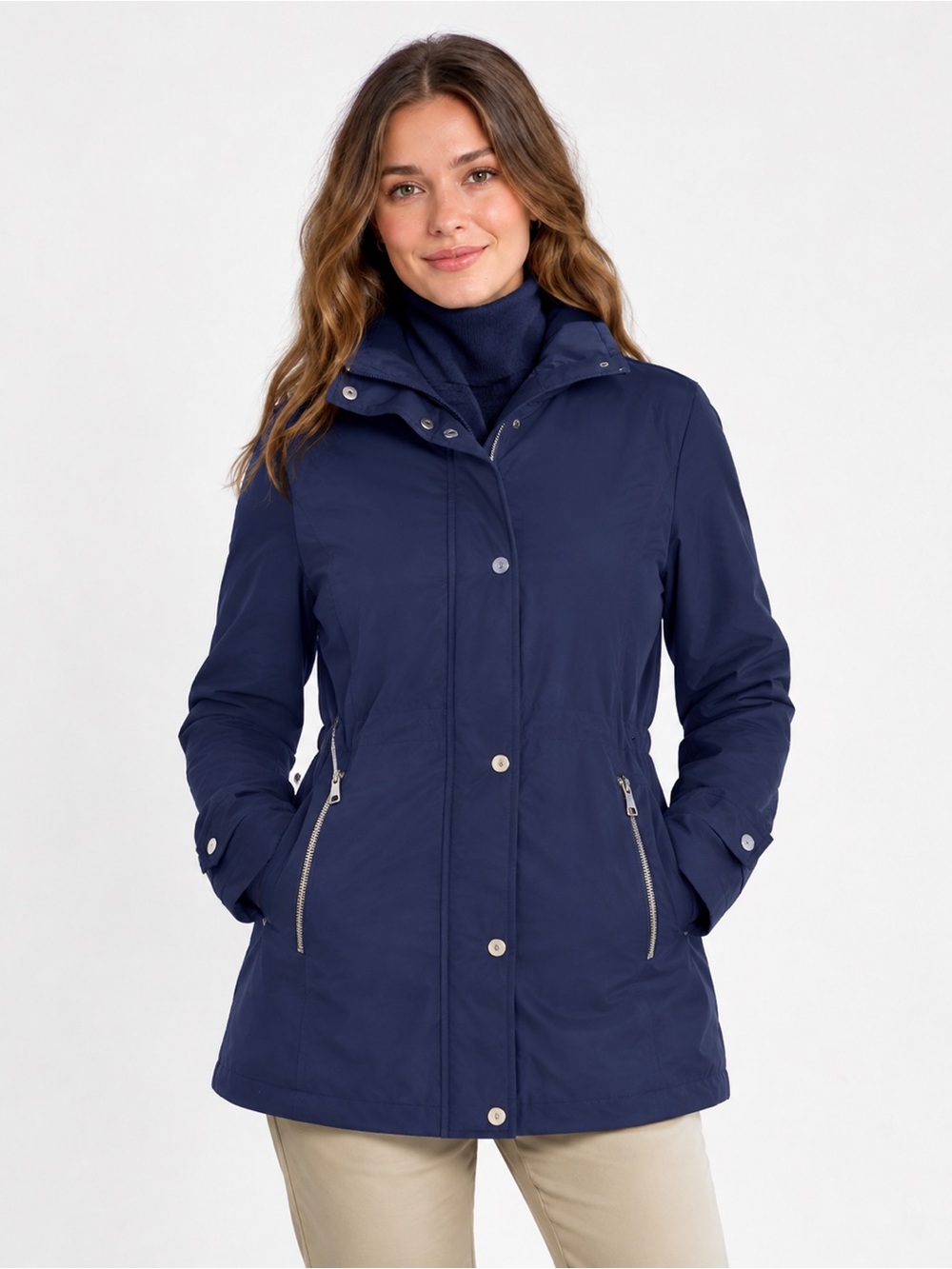 ⚓ Nautica Deep Navy Blue Softshell Trench Coat / Jacket Women's Size S Like New